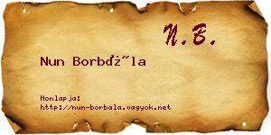 Nun Borbála névjegykártya